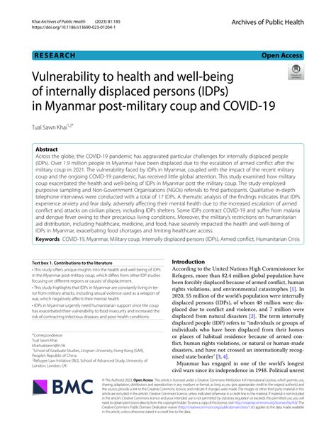 Pdf Vulnerability To Health And Well Being Of Internally Displaced