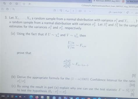 Solved 3 Let X 1 Ldots X N A Random Sample Chegg