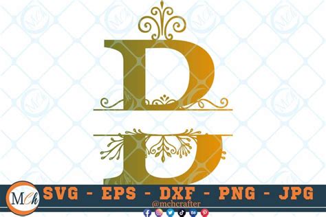 Split Letter B SVG Split Monogram SVG Letters SVG Decorative Letter SVG ...