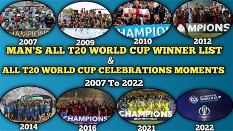 Icc Mens T20 World Cup Winners List From 2007 To 2022 All Winners