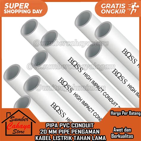 Jual PIPA CONDUIT KONDUIT LISTRIK 20MM BOSS 2 9M HIGH IMPACT PVC PUTIH