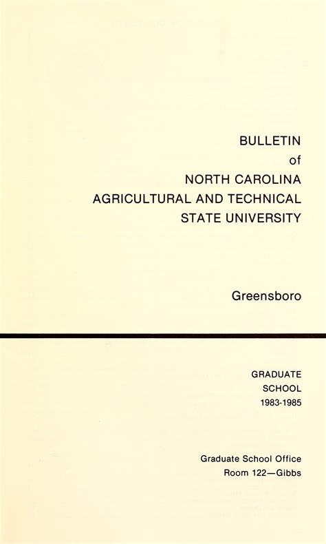 Bulletin of North Carolina Agricultural and Technical School Graduate