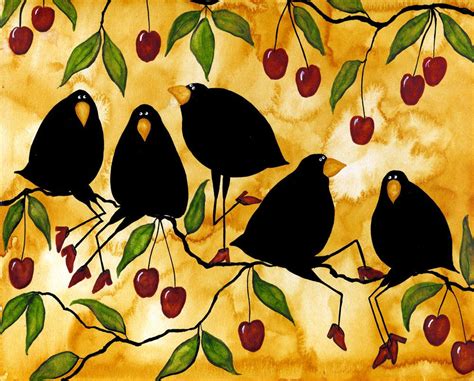 Folk Art Painting Birds Painting Painting Trees Watercolor Artists