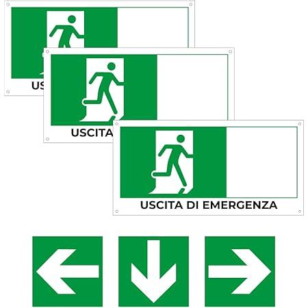 Space Cartelli Uscita Di Emergenza X Cm In Pvc Con Frecce