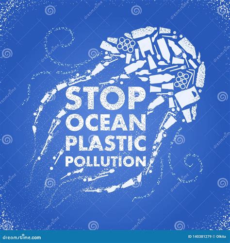 Stop Ocean Plastic Pollution Ecological Poster Jellyfish Composed Of