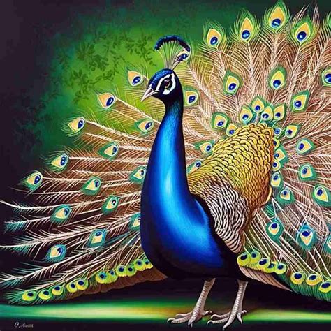 promo model terbaru lukisan burung merak  desain berwarna