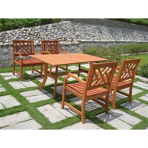 5-Piece Outdoor Eucalyptus Dining Set - Walmart.com