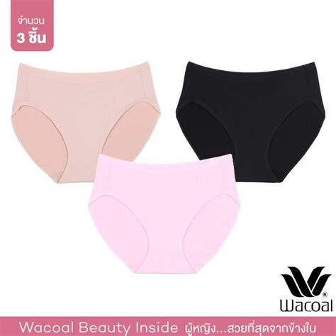 Wacoal Panty กางเกงในรปทรง BIKINI แบบเรยบ เซท ชน ดำ BL เบจ BE ชมพ CP WU T