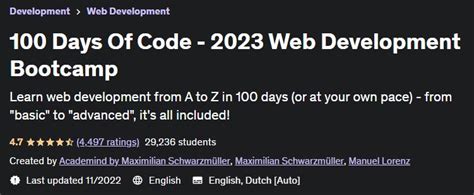 Udemy Days Of Code Web Development Bootcamp