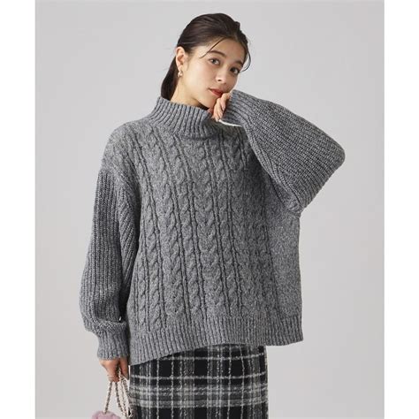 キューティーブロンド Cutie Blonde MIXケーブルハイネックニット チャコールグレー 014 ファッション通販 MAGASEEK マガシーク