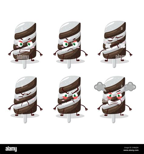 Gummy Candy Chocolate Milk Cartoon Character With Various Angry