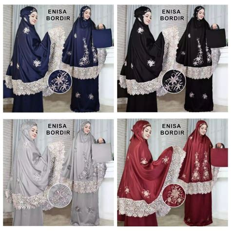 Jual Mukena Dewasa Terbaru Enisa Renda Bordir Jumbo Khadijah Pastelena