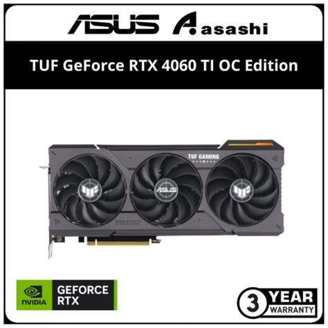 Asus Tuf Geforce Rtx 4060 Ti Oc Edition 8gb Gddr6 Graphic Card Tuf