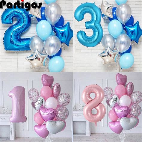 Globos De Cumplea Os Para Ni O Pulgadas Con N Mero De Globo Azul