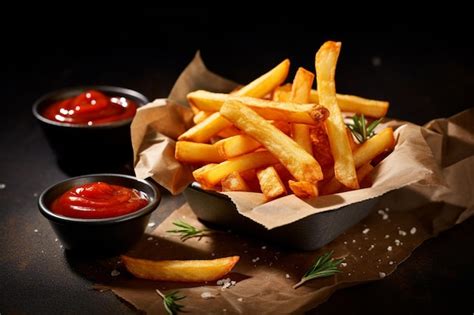 Premium Photo Crispy French Fries With Ketchup And Mayonnaise