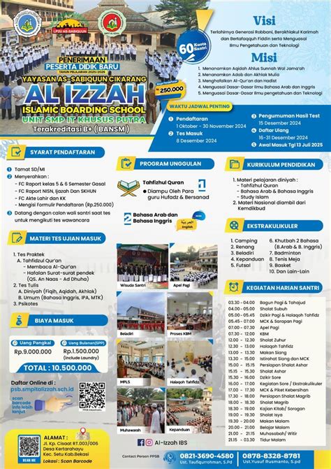 Program Penerimaan Santri Baru Pondok Pesantren Islam SMPIT Al Izzah