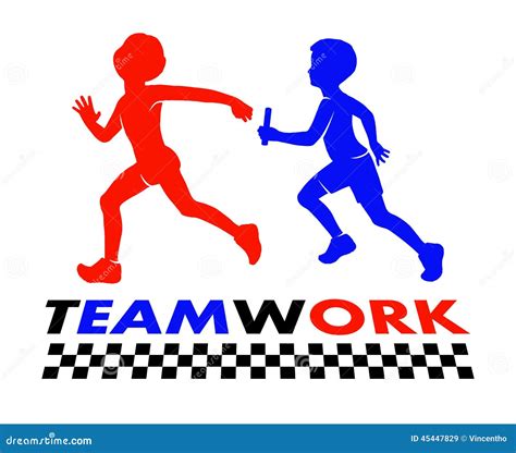 Kids Relay Race Teamwork Illustration Stock Vector Illustration Of