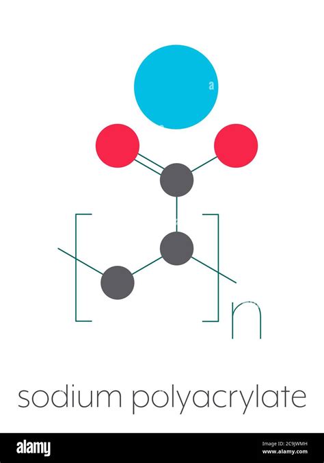 Sodium polyacrylate polymer, chemical structure. Superabsorbent polymer ...