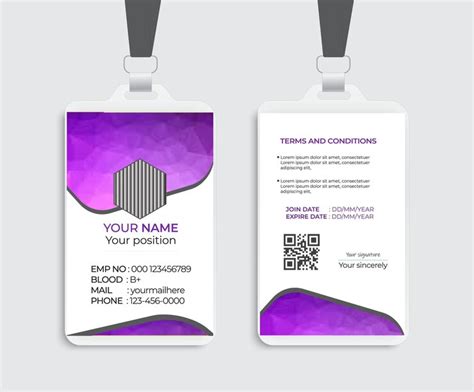 Premium Vector | A lanyard with a purple lanyard and a qr code.