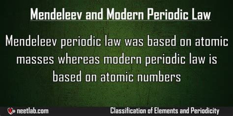 Difference between Mendeleev Periodic Law and Modern Periodic Law - NEETLab