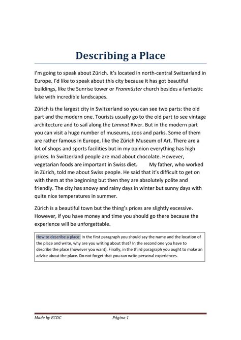 Describing A Place By Ecdc Issuu