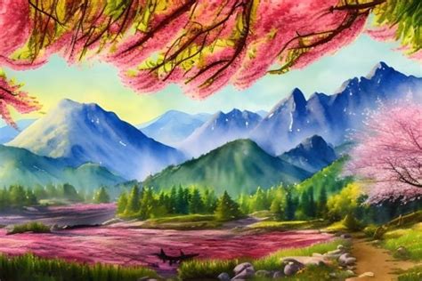 A Beautiful Spring Landscape Scenery Graphic by eifelArt Studio · Creative Fabrica