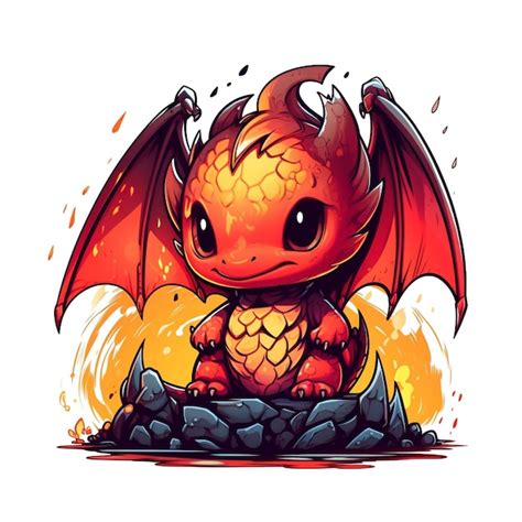 Ilustración de dragón chibi Foto Premium