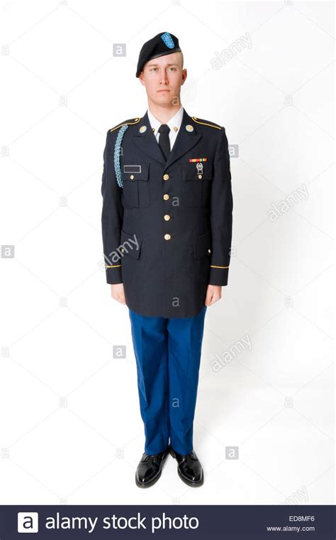 Young man wearing U.S. Army Infantry dress uniform see image EDMF9 ...