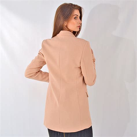 Blazer Nude Alongado Alfaiataria Malise Pole Modas