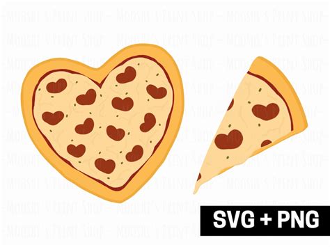 Heart Shaped Pizza Clipart Bundle Pepperoni Cheese Slice Graphics