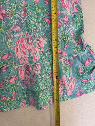 Lilly Pulitzer Dress Girls Sz Xl Blue Pink Preppy Ruffles Knee Length