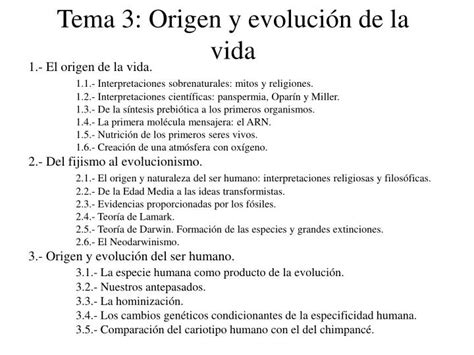 Ppt Tema 3 Origen Y Evolución De La Vida Powerpoint Presentation Free Download Id3932562