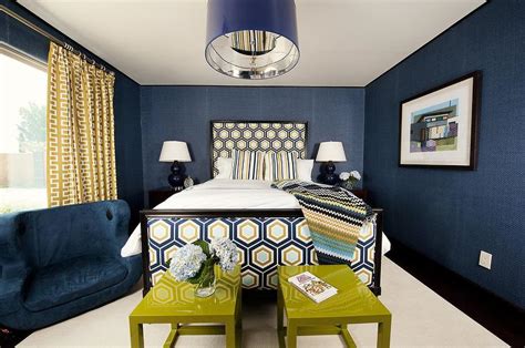 Navy Blue And Yellow Bedroom