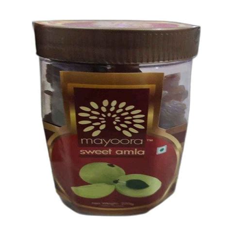 Brown Mayoora Sweet Amla Candy Packaging Type Plastic Jar Packaging