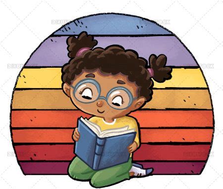 Ilustraci N De Una Chica Afro Sentada De Rodillas Leyendo Un Libro