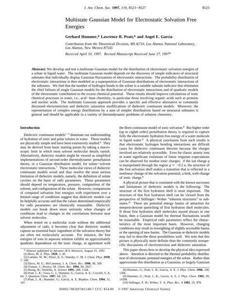 PDF Multistate Gaussian Model For Electrostatic Solvation Free