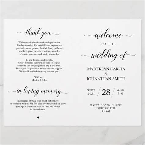 Elegant Classy Wedding Ceremony Foldable Program Zazzle