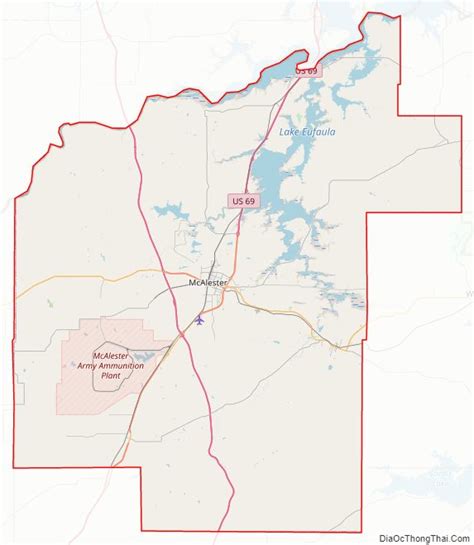 Map of Pittsburg County, Oklahoma - Thong Thai Real