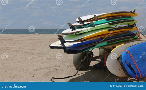 Pile Of Surfboards On Beach Stock Photo Image Of Wagon Ready 119735918