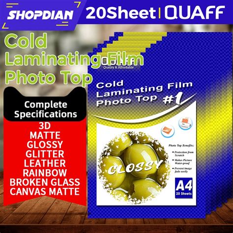 Quaff Photo Top Cold Laminating Film Photo Top A Glossy Glitter