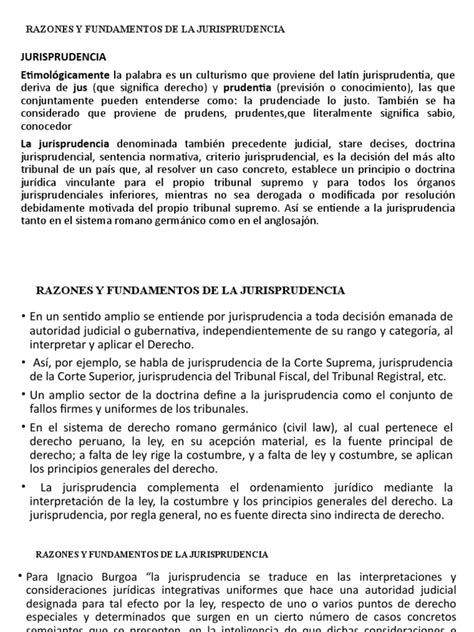 Fundamentos Y Razones De La Jurisprudencia Como Fuente Del Derecho