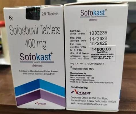 Sofokast 400mg Sofosbuvir Tablets At Rs 4000 Bottle Sofosbuvir