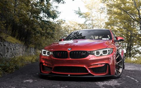 Download Wallpapers Bmw M3 2018 Exterior Front View Angel Red M3