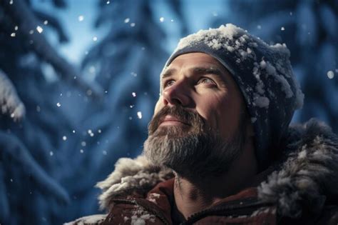 Premium Ai Image Man Enjoying A Hot Tub Under The Snowy Skies Hygge Concept