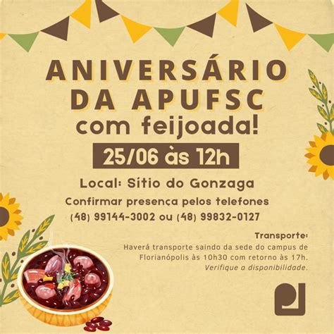 Aniversário da Apufsc sindicato realiza comemoração feijoada no