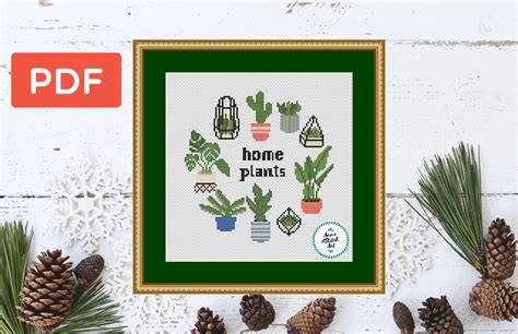 Home Plant Cross Stitch Pattern Floral Cross Stitch Easy Etsy