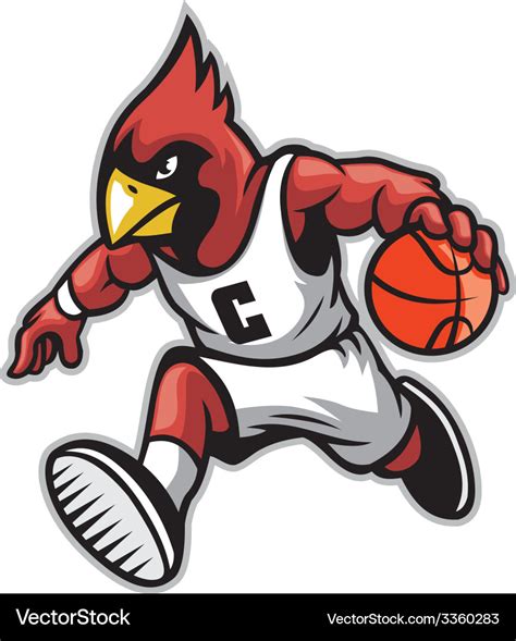 Cardinal as a basketball mascot Royalty Free Vector Image