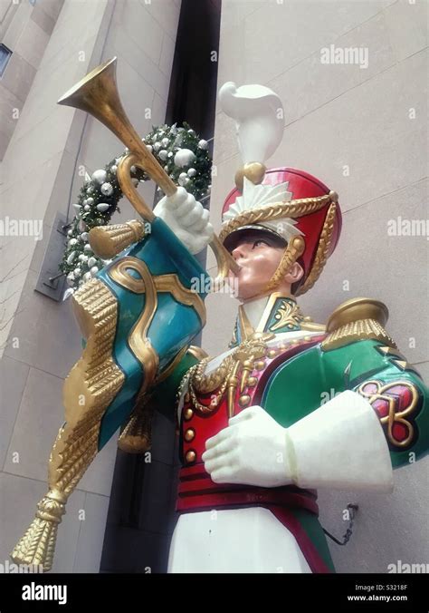 Giant Toy Soldier Statue Decoration In Rockefeller Center During The