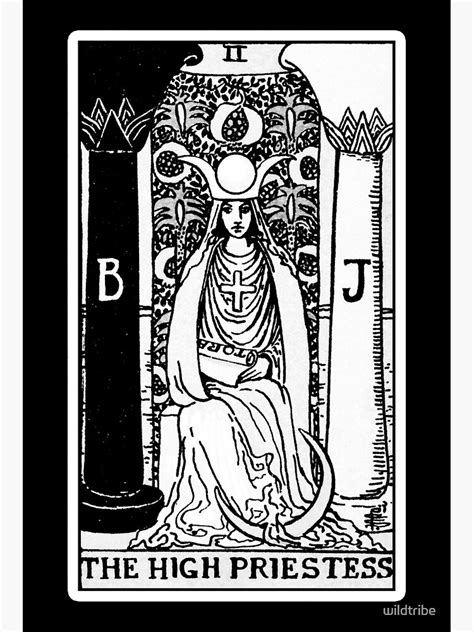 Ii The High Priestess Tarot Card Black And White Art Board Print