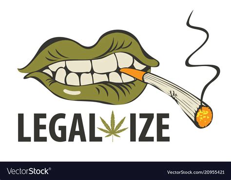 Banner for legalize marijuana with a smoking mouth